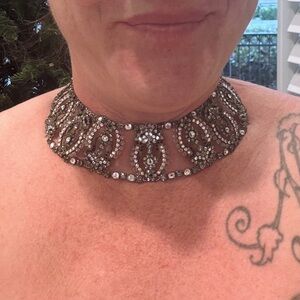 Sorrelli Necklace Rhinestone Crystal Clear Black AB Statement Signed